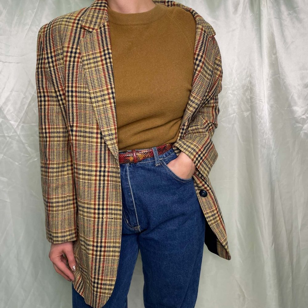 Oversize kockás tweed zakó